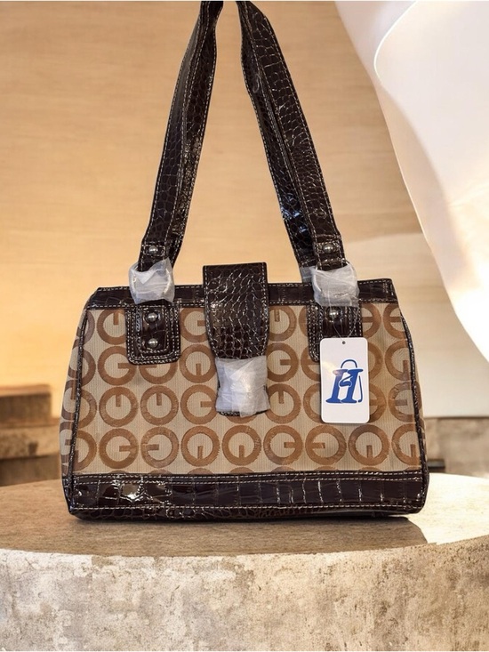 Handbags - Classic Tan Monogram Tote Bag with Dark Brown Trim